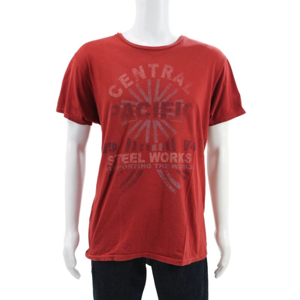 Project E Vintage Mens Red 100% Cotton Industrial Graphic Tee Size XL